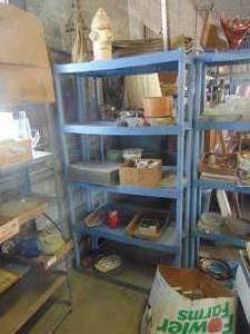 lot 4612 image: Blue Plastic Shelf With Contents