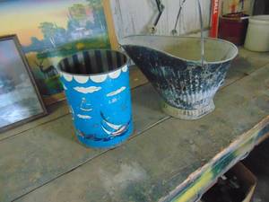 lot 4626 image: Coal Bucket and Vintage Trashcan