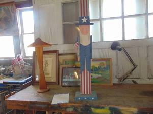lot 4628 image: Uncle Sam Figure - Folk Art - Wood - 36 Tall or so