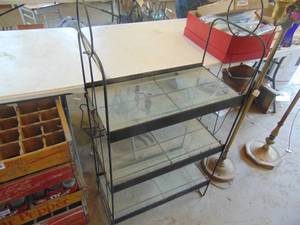 lot 4740 image: WireMetal Shelf with Glass shelves