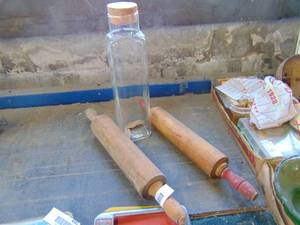 lot 4676 image: Rolling Pins and Glass Container
