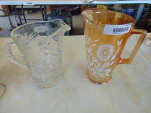 lot 4709 image: Pair of Vintage Glass Pitchers