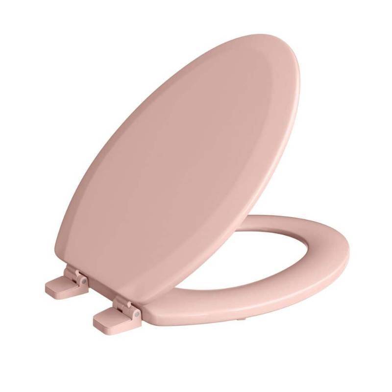 lot 13467 image: Jones Stephens C014WD20 Venetian Pink Elongated Wood Toilet Seat, 5 Pack