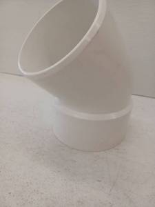lot 13909 image: 6 in. White Rigid PVC DWV 18 Bend 45° Street Elbow, Hub x Spigot Drain, Waste & Vent Fitting, (3 Pack)