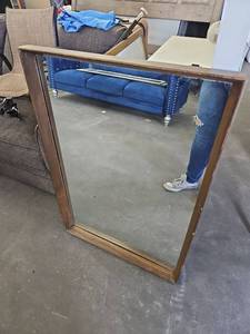 lot 20878 image: Wood Framed Wall Mirror