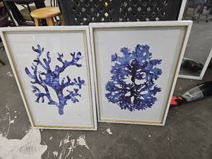 lot 20887 image: Stupell Industries navy blue coral framed wall art prints - 2 Pc