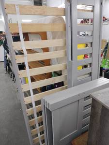 lot 20911 image: Double Twin Bunk Bed With Under Bed Drawers - Grey