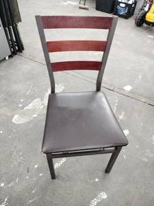 lot 20922 image: Metal Frame Dining Chair with Striped Wood Back