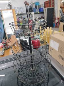 lot 20941 image: black metal 3-tier wire fruit basket stand for kitchen