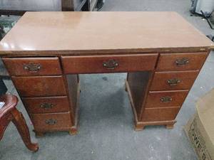 lot 20991 image: vintage wooden pedestal desk