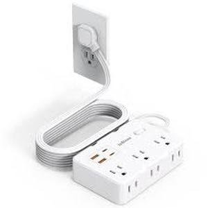 lot 20881 image: White Power Strip with USB Ports and Extension Cord