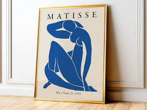 lot 20890 image: Henri Matisses Blue Nude II in a light wood frame