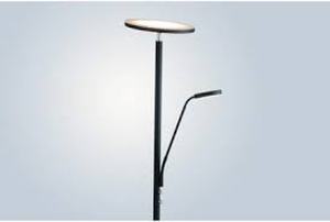 lot 20953 image: black metal torchiere floor lamp with an adjustable reading light