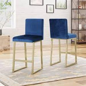 lot 20964 image: Noble House Korey Velvet Barstool - 2 Ct