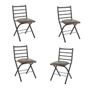 lot 20966 image: Mainstays faux leather folding chair - 4 Ct
