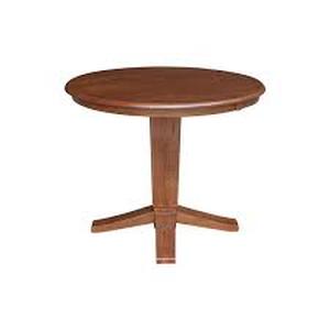 lot 20972 image: International Concepts Solid Wood 36 Round Pedestal Dining Table