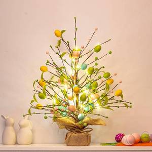 lot 7318 image: Easter Tree with Lights, Colorful Easter Egg Tree, Lighted Easter Decorations Table Decorations Centerpieces for Home and Party