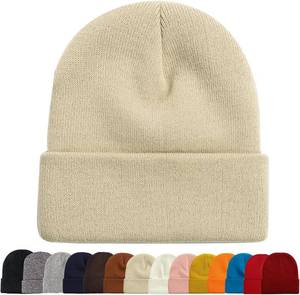 lot 7332 image: ZOORON 1&2 Packs Beanie for Men Women Mens Beanie Hat Acrylic Knit Cuff Beanie Cap Slouchy Knit Skull Cap Warm Winter hat STOCK PHOTO APPROXIMATE