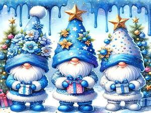 lot 7375 image: Christmas Diamond Painting Kits for Adults Beginners,DIY Winter Gnome Diamond Art,5D Full Round Drill Diamond Dot Gem Art Kits, Home Wall Decor 16x12 Inch