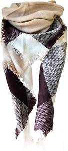 lot 7377 image: Wander Agio Womens Warm Long Shawl Winter Wraps Large Scarves Knit Cashmere Feel Plaid Triangle Scarf