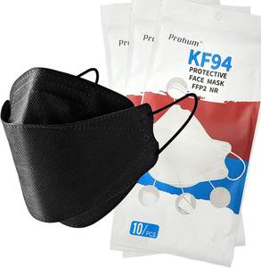 lot 7380 image: Disposable KF94 Face Mask, 4 - Layers Filter Protection - Nose Mouth Covering Dust Protection Face Masks (Black) (30)