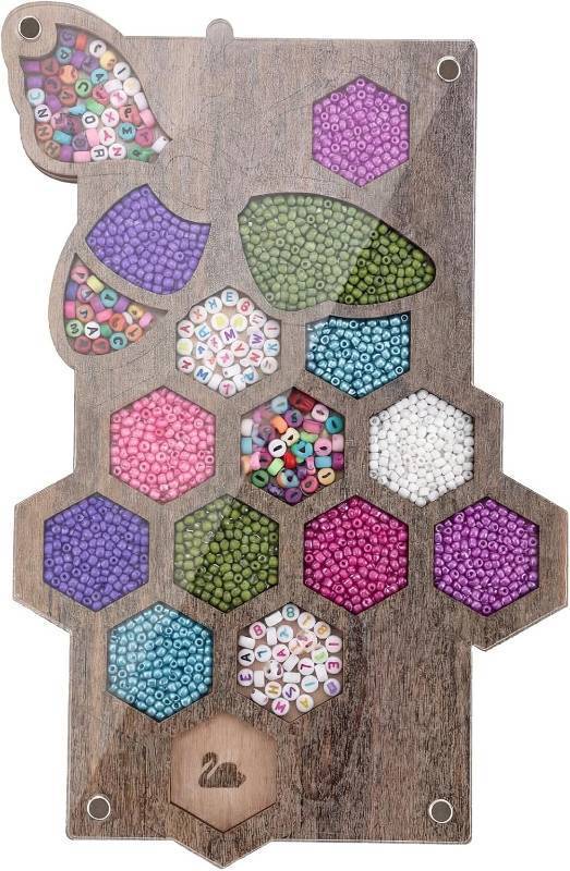 lot 64078 image: Gerrii Bee Organizer Bead Box Wooden Diamond Embroidery Painting Accessories Storage Box with Acrylic Lid Divider Storage Tray