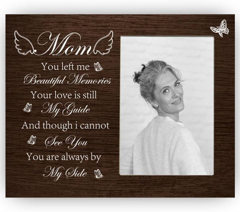 lot 3673 image: Memorial Picture Frame Gifts for Loss of Mom, Sympathy Frame Gifts for Loss of Mother, You Left Me Beautiful Memories Bereavement Photo Frame, 4x6 inch Photo