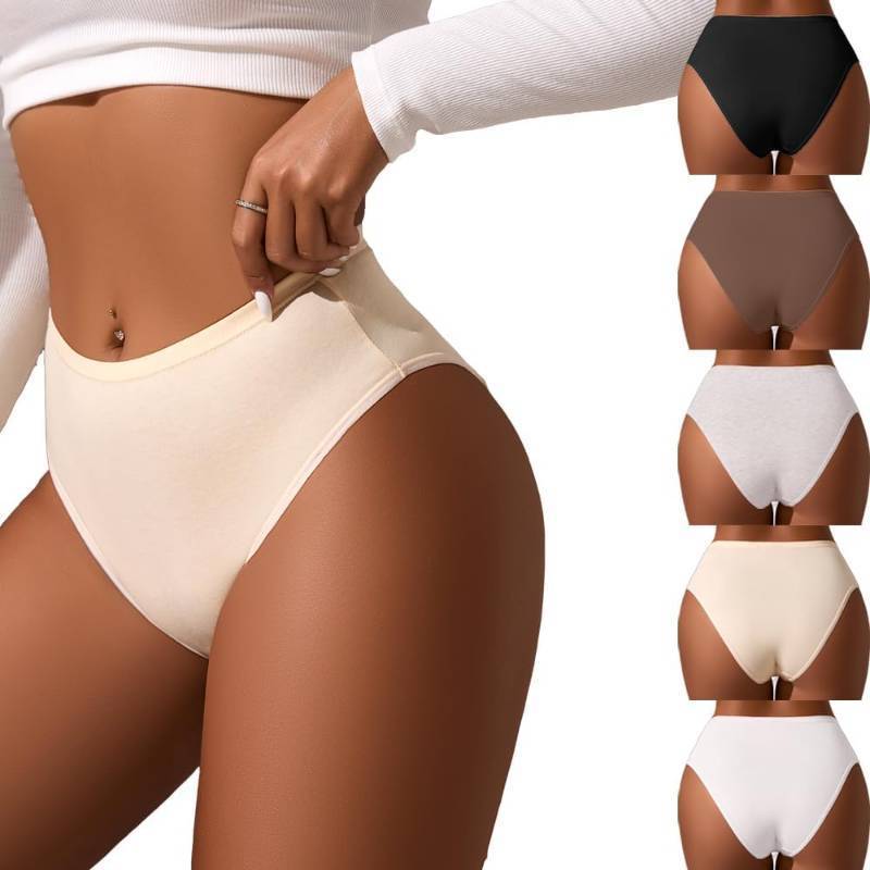 lot 3755 image: High Waisted Cotton Underwear for Women Sexy Cheeky High Cut Briefs Half Coverage Panties with Stretchy Waistband SIZE XS