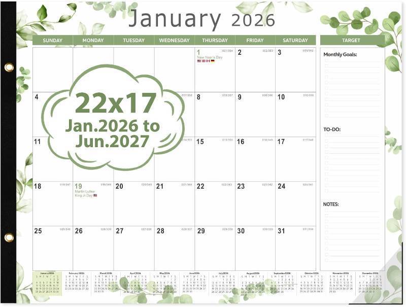lot 3814 image: 2026 Desk Calendar 22 x 17, Large Monthly Desktop Calendar, 18 Months Desk Pad (Jan. 2026 - Jun. 2027) for Home School Office Supplies