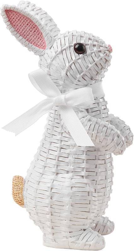 lot 3986 image: Rattan Rabbit Woven Rabbit Bow Resin Ornaments for Home Courtyard Lawn Tabletop and Easter Decoration to Enhance The Easter Atmosphere Preferred Easter Gifts (8.1in White Station)