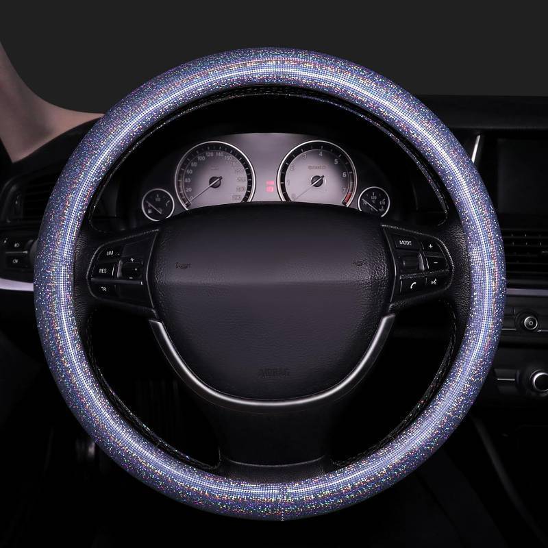 lot 4229 image: GXT Bling Steering Wheel Cover, Bling Crystal Rhinestone Car Steering Cover Universal 14.2-15.3 inch Glitter Car Wheel Cover Sparkling Accessories  Blue