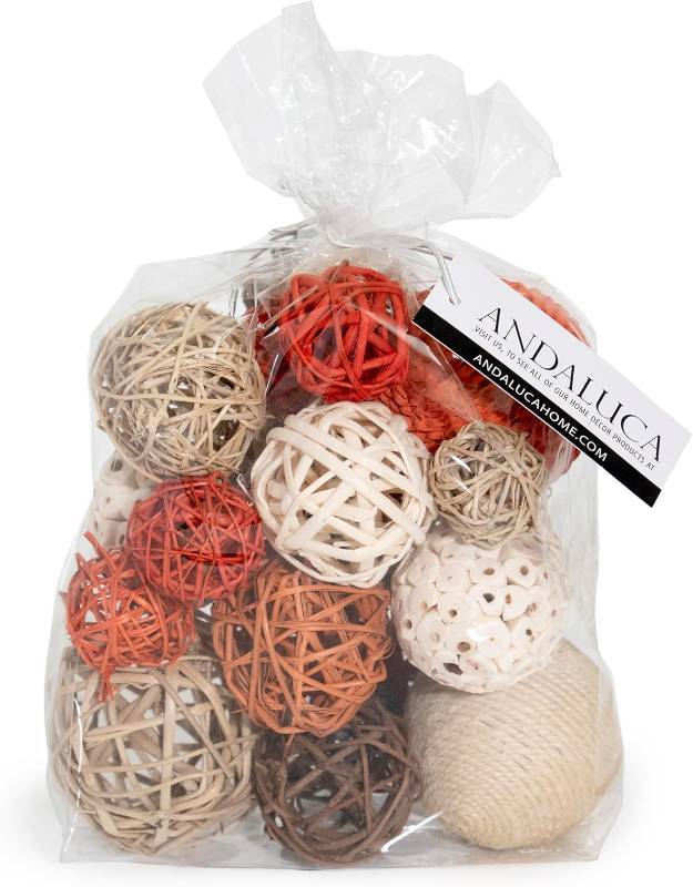lot 4244 image: ANDALUCA Decorative Balls Bag Bowl Filler Home Decor (Orange)