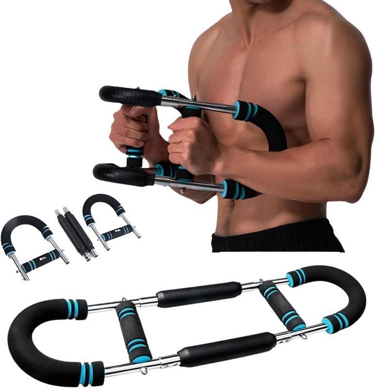 lot 4387 image: Twister Arm Exerciser,80-110lb Adjustable Spring Workout Bar, Forearm Triceps Chest Enhanced Exercise Strengthener,Portable Home Fitness Equipment, Detachable Design Fitness Anywhere