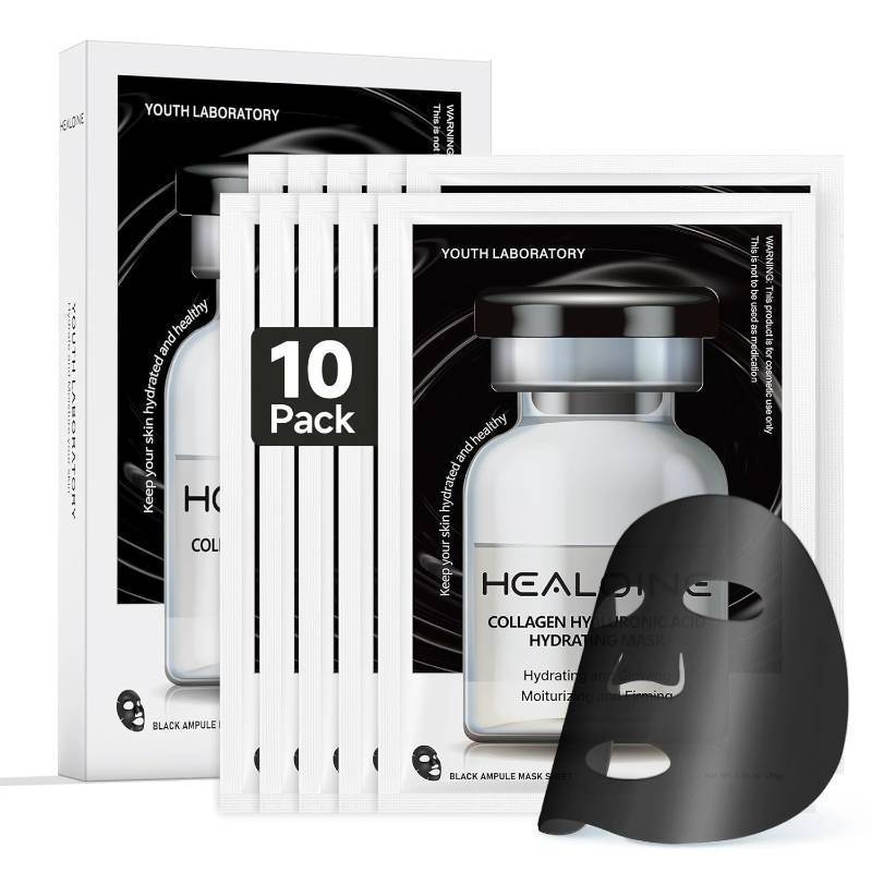 lot 4313 image: Deep Collagen Face Mask with Hyaluronic Acid, Overnight 500ppm High Concentration Hydrolyzed Collagen Mask, Firming Korean Face Mask for Women 30g10ea