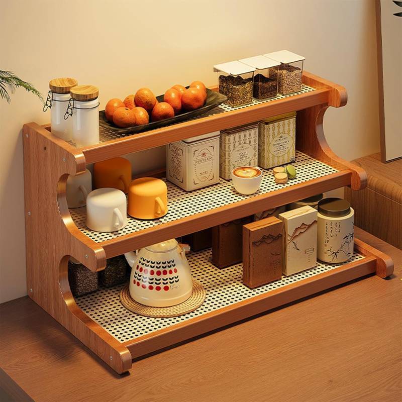 lot 4409 image: Desktop Shelf Organizer, Bamboo Desktop Bookshelf, 3-Tier Organization Shelves for Top of Desk for Dorm College Table Top Shelving Display Stand for Living RoomHome