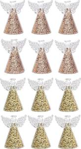 lot 7990 image: Red Co. Set of 12 Glass 3.5 Praying Holy Angel Figurines, Hanging Christmas Tree Ornaments