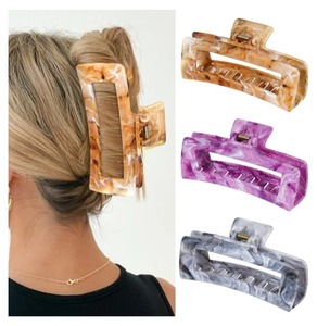 lot 8002 image: SHINLEA 3Pcs Hair Claw Clips for Women, 5 Inch Non slip Large Claw Clip, Reference Ink Painting Design, Ideal for Home Party and Work Styling, Hair Accessories for Girls Gift (Brown Gray Purple)