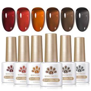 lot 8045 image: BORN PRETTY Jelly Gel Nail Polish Fall Winter Amber Crystal Brown Orange Burgundy Red Black Gel Polish Transparent Translucent Clear Nail Art Manicure DIY Home Salon 6PCS
