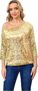 lot 7718 image: Womens Sparkle Sequins Off Shoulder Tank Top Blouse Cocktail Casual Glitter Sequined T-Shirt Tops SIZE XXL