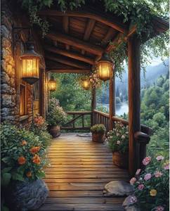 lot 7763 image: obterie Landscape Paint by Numbers Kit for Adults Beginner Garden Oil Painting Kit Adult Paint by Number Kits on Canvas DIY Painting for Beginners Art by Numbers for Gifts Home Wall Decor 16x20 Inch