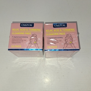 lot 7791 image: 2 Packs Turmeric Kojic Acid Cleansing Pads - Turmeric Facial Cleansing Pads For Acne Firming Skin - Remove Excess Keratin Clean Pores 50PCS