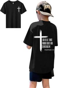 lot 7959 image: KEEVICI Boys Christian Graphic Tees God Jesus Shirts for Kids Cross Faith Bible Verse Inspirational Religious Cotton T Shirt