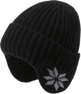 lot 7965 image: Men Women Earflaps Knitted Hat Warm Thermal Skull Cap Fleece Lined Beanie Cap for Winter Outdoor Windproof