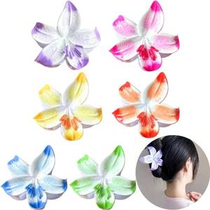 lot 7974 image: Women Flower Daffodil Hair Clips, 6Pc Hawaiian Hair Clip Large Claw Clips, Beach Tropical Hair Accessories Suitable for Thick Hair (Daffodils)