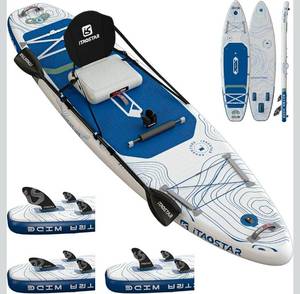 iTAOSTAR Adventure 12' Ã 35"/39" Inflatable Stand Up Paddle Board with Seat, Extra Wide SUP Board with 5 Fins Stable Design for Adults, Youth, All Skill Levels, Lakes, Oceans & Fishing - Retail: $299