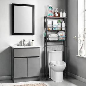 lot 20773 image: Above Toilet Storage Cabinet - Over the Toilet Storage Shelf for Bathroom - 3 Tier Mini Fridge Shelf and Organizer for Dorm - Small Space Saving Black Carbon Steel Rack - Retail $65
