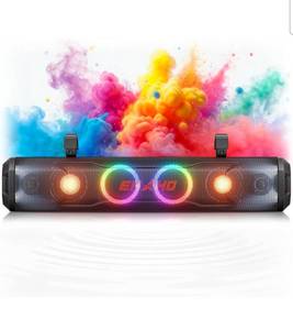 lot 20784 image: Ehaho 26 Inch 6 Speaker UTV Sound Bar, Bluetooth Golf Cart Speakers Color Changing RGB & Strobe Light IP66 Waterproof ATV Speaker System, SXS SoundBar Compatible with Polaris RZR CFmoto Can-Am - Retail $199