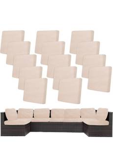 lot 20799 image: 14Pcs Stretch Patio Cushion Covers,Outdoor Couch Covers Replacement,Outdoor Couch & Sofa Slipcovers,for Patio Furniture Cushion Covers,Washable Reusable Furniture Protector (Beige,Cover Only) - Retail $76