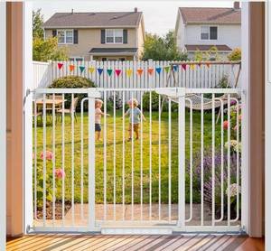 lot 20811 image: Cumbor 36 Extra Tall Baby Gate for Stairs, 30.4-56.8 Extra Wide Dog Gate Indoor, Dual Lock & Self-Closing Child Gate for Doorways, Hallways & Large Opening, Safety Baby Proofing for the House, White - Retail $174