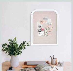 lot 20831 image: Bulletin Board with Linen, 23.6x17.7 inches Bulletin Board with White Wood Style Frame, Decorative Hanging Pin Board Vision Board Message Board for Office School Home Decor - Retail $42